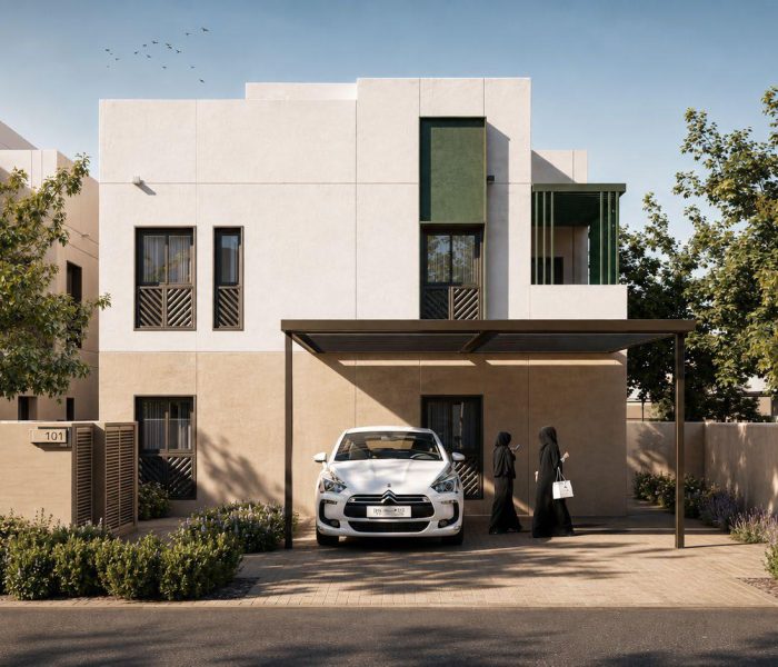 Completed precast villa at Al Arous single family villas development, Roshn